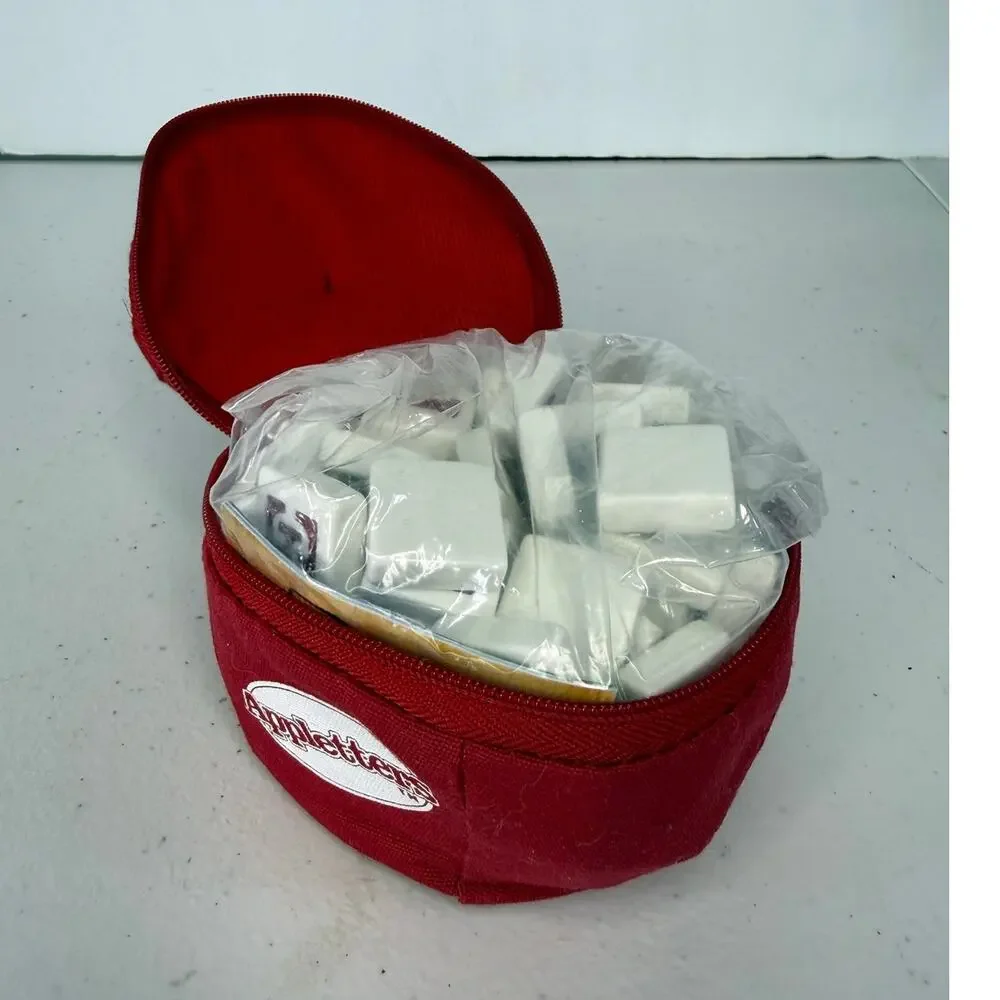 Appletters Word Tile Game Complete in Red Apple Cloth Pouch Bananagrams